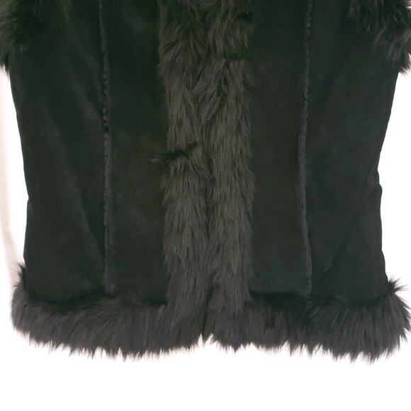 Express Black Leather and Faux Fur Sleeveless Collar Stylish Vest Size Small - Picture 7 of 16